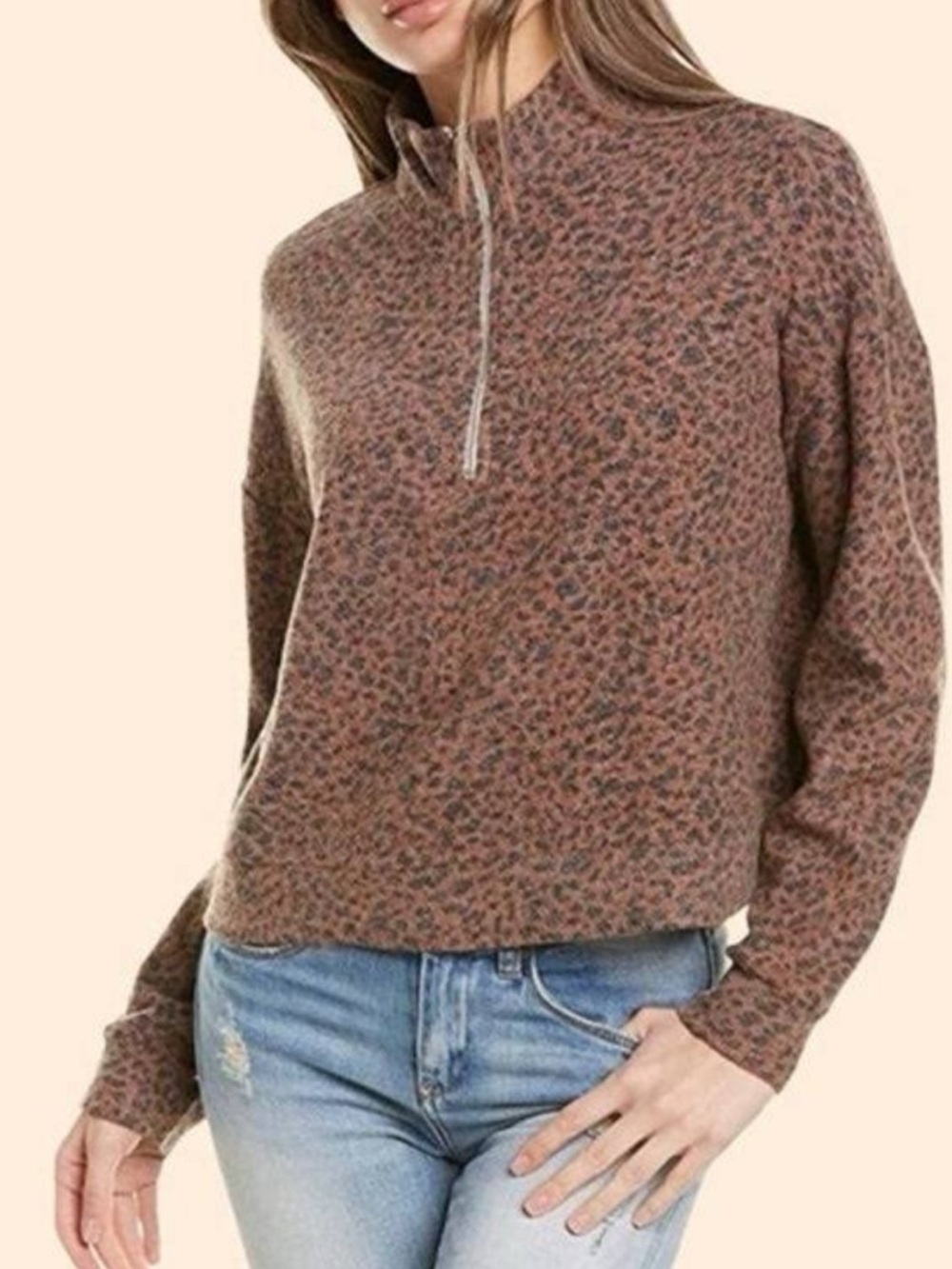 Monrow Soft Knit Rib Half Zip Sweater